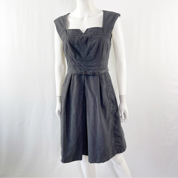 Nanette Lepore Dresses & Skirts - Nanette Lepore Gray Faux Suede Sleeveless Belted A-Line Dress Size 8